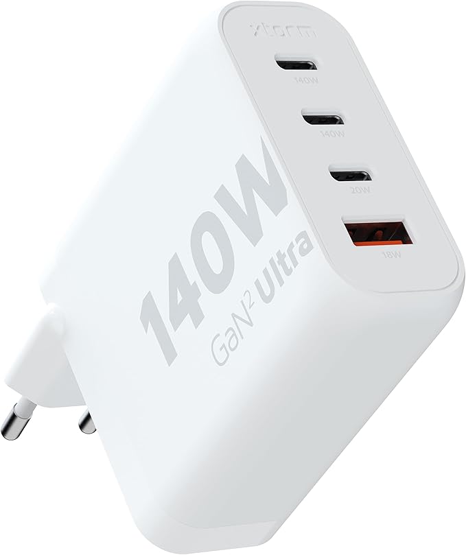 Xtorm XEC140 GaN2-Ultra Power Adapter 140W Multiport-Ladegerät, 4 Anschlüsse, Power Delivery & Quick Charge, kompatibel mit Smartphone Table