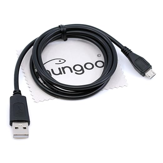 mungoo mach mal anders ... mungoo USB-Ladekabel 1m schwarz für Tolino Vision 4 HD, Page, Vision 3 HD, Shine 2 HD, Vision 2, Vision & Epos E-Reader mit Displayputztuch