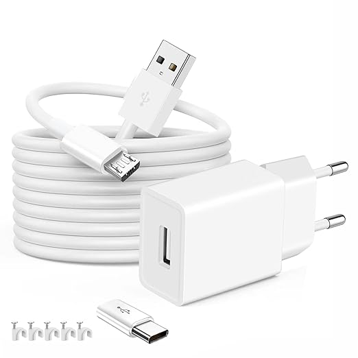 Voltkare 5V 2A 10W Ladegerät mit 3M Micro USB Kabel kompatibel mit Fire Tablets, Kindle, Smartphones & mehr – DC5V2A-EU-3M