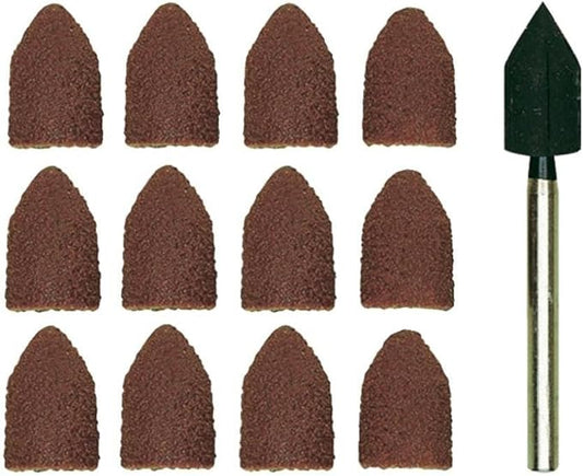 Proxxon 28987 Schleifkappenträger 8mm mit 10 Kappen, rostrot – Original Proxxon Qualität